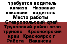 требуется водитель камаза › Название вакансии ­ водитель › Место работы ­ Ставропольский край, Труновский район село труновс - Красноярский край, Красноярск г. Работа » Вакансии   . Красноярский край,Красноярск г.